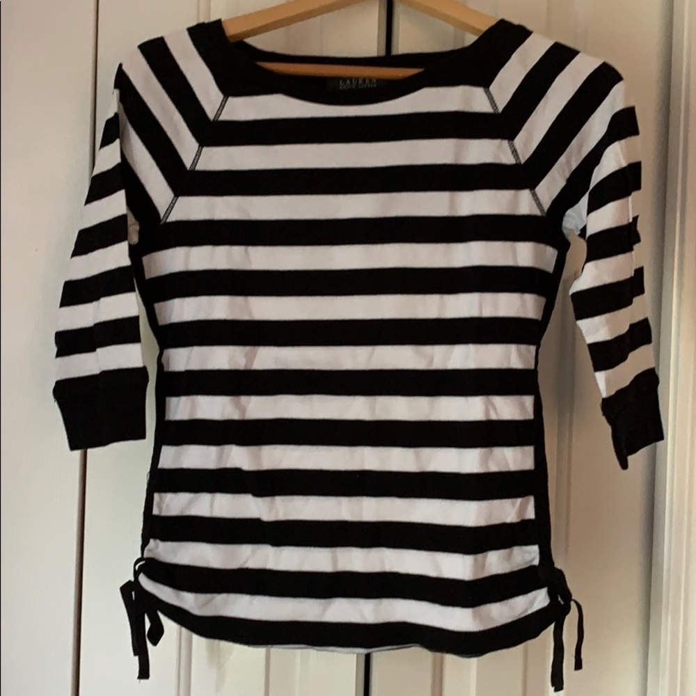 Ralph Lauren 3/4 sleeve black, white top size S